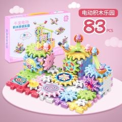  Đồ chơi mẫu giáo: Bộ lắp ráp bánh răng vòng xoay chuyển động (Magical Blocks) 83pcs 3 ages+ No. 598B 