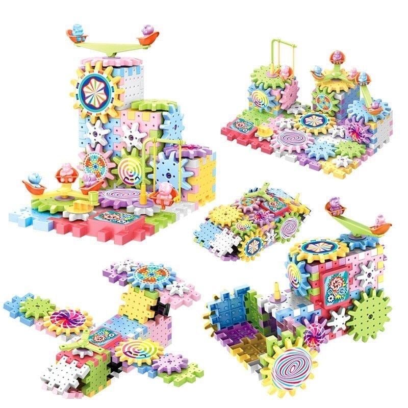  Đồ chơi mẫu giáo: Bộ lắp ráp bánh răng vòng xoay chuyển động (Magical Blocks) 83pcs 3 ages+ No. 598B. SOCCON toys 