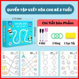  Đồ chơi giáo dục _ bộ sách tập vẽ cho bé (có thể xóa được) Stroke line dot to dot 64pcs 2Ages+ No. 555-2 