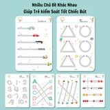  Đồ chơi giáo dục _ bộ sách tập vẽ cho bé (có thể xóa được) Stroke line dot to dot 64pcs 2Ages+ No. 555-2 