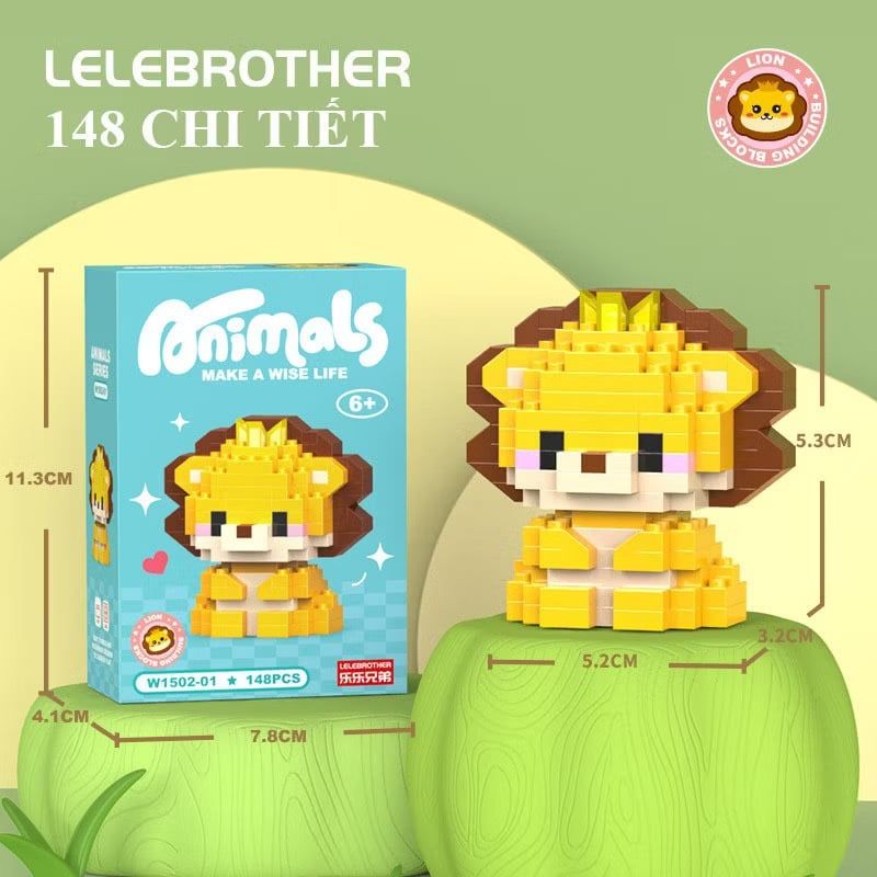  Đồ chơi mô hình : Bộ lắp ráp mini các mẫu động vật, 6ages+, No. W1502 
