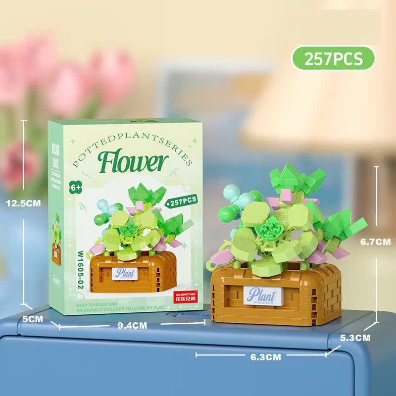  Đồ chơi lắp ráp : Bộ lắp ráp chậu hoa mini nhiều mẫu, 3ages+, No. W1605 