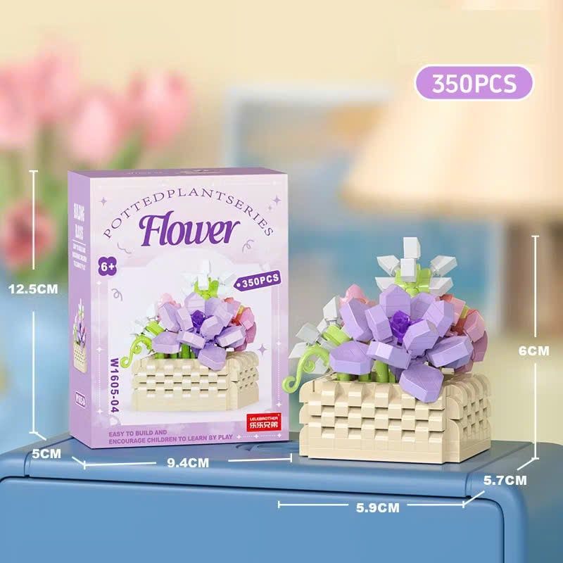  Đồ chơi lắp ráp : Bộ lắp ráp chậu hoa mini nhiều mẫu, 3ages+, No. W1605 