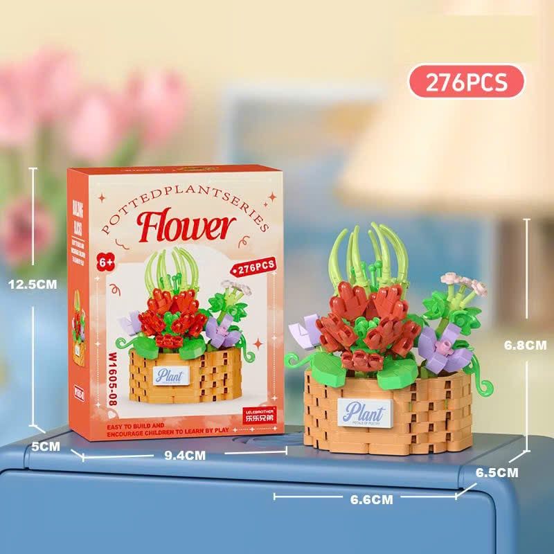  Đồ chơi lắp ráp : Bộ lắp ráp chậu hoa mini nhiều mẫu, 3ages+, No. W1605 