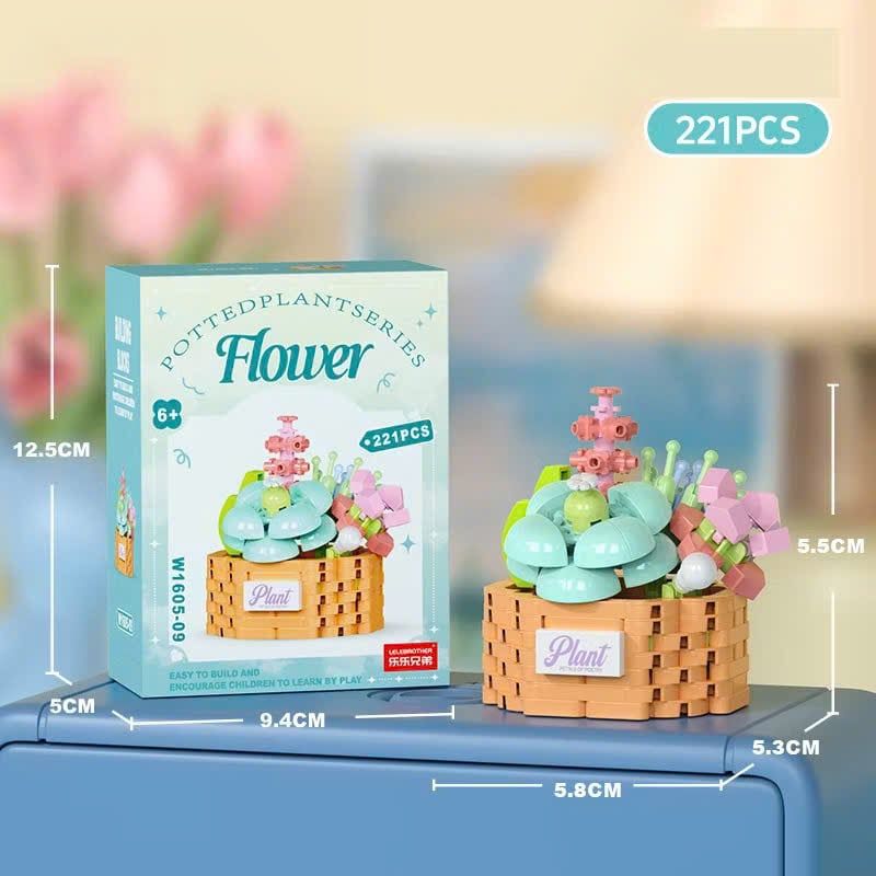  Đồ chơi lắp ráp : Bộ lắp ráp chậu hoa mini nhiều mẫu, 3ages+, No. W1605 