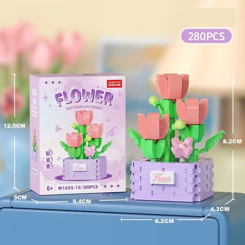  Đồ chơi lắp ráp : Bộ lắp ráp chậu hoa mini nhiều mẫu, 3ages+, No. W1605 
