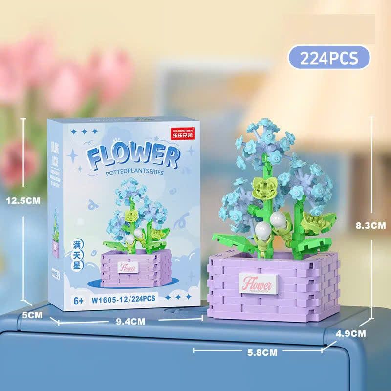  Đồ chơi lắp ráp : Bộ lắp ráp chậu hoa mini nhiều mẫu, 3ages+, No. W1605 