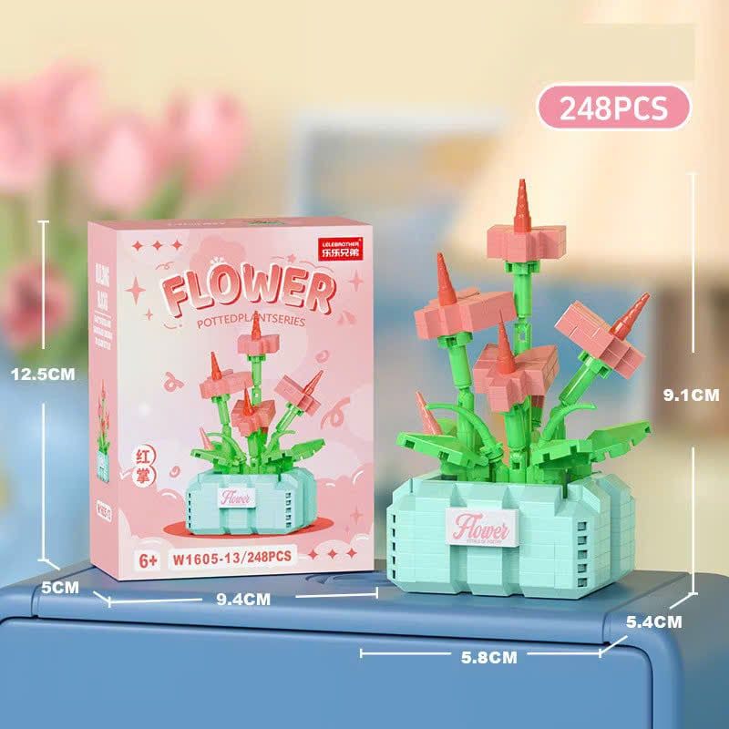  Đồ chơi lắp ráp : Bộ lắp ráp chậu hoa mini nhiều mẫu, 3ages+, No. W1605 