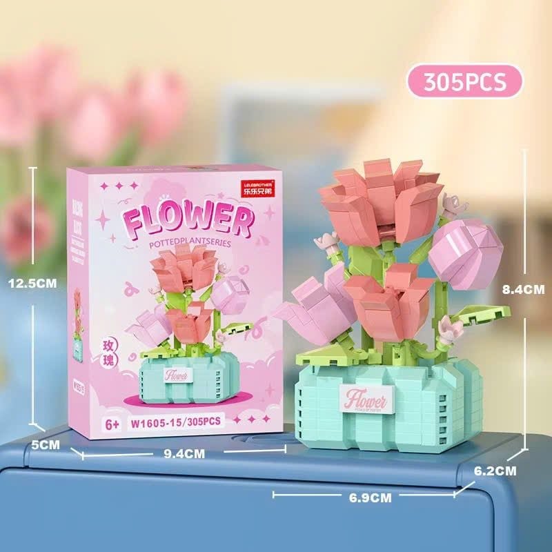  Đồ chơi lắp ráp : Bộ lắp ráp chậu hoa mini nhiều mẫu, 3ages+, No. W1605 