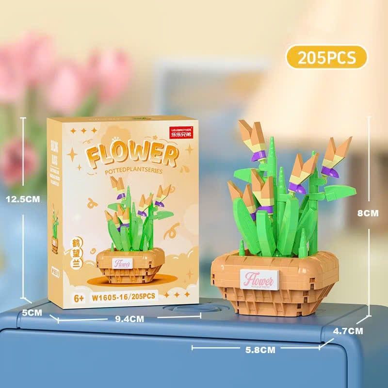  Đồ chơi lắp ráp : Bộ lắp ráp chậu hoa mini nhiều mẫu, 3ages+, No. W1605 