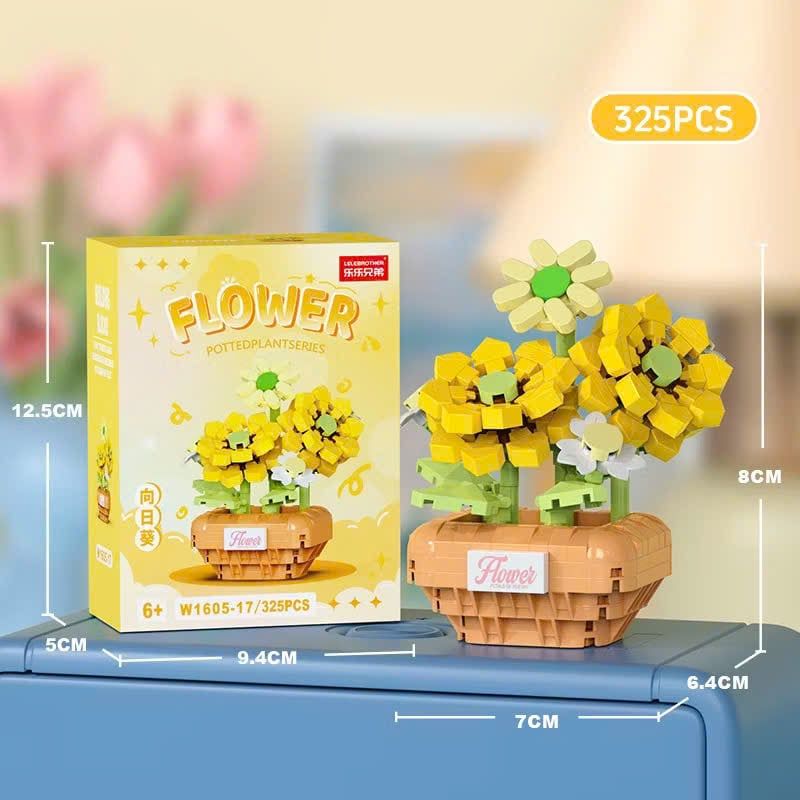  Đồ chơi lắp ráp : Bộ lắp ráp chậu hoa mini nhiều mẫu, 3ages+, No. W1605 