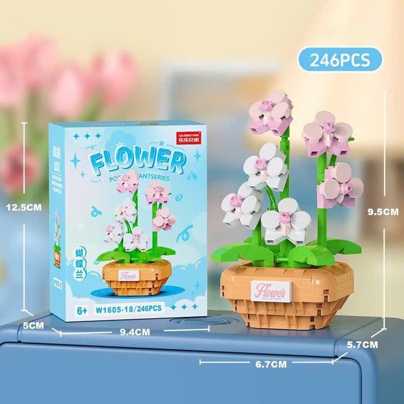  Đồ chơi lắp ráp : Bộ lắp ráp chậu hoa mini nhiều mẫu, 3ages+, No. W1605 
