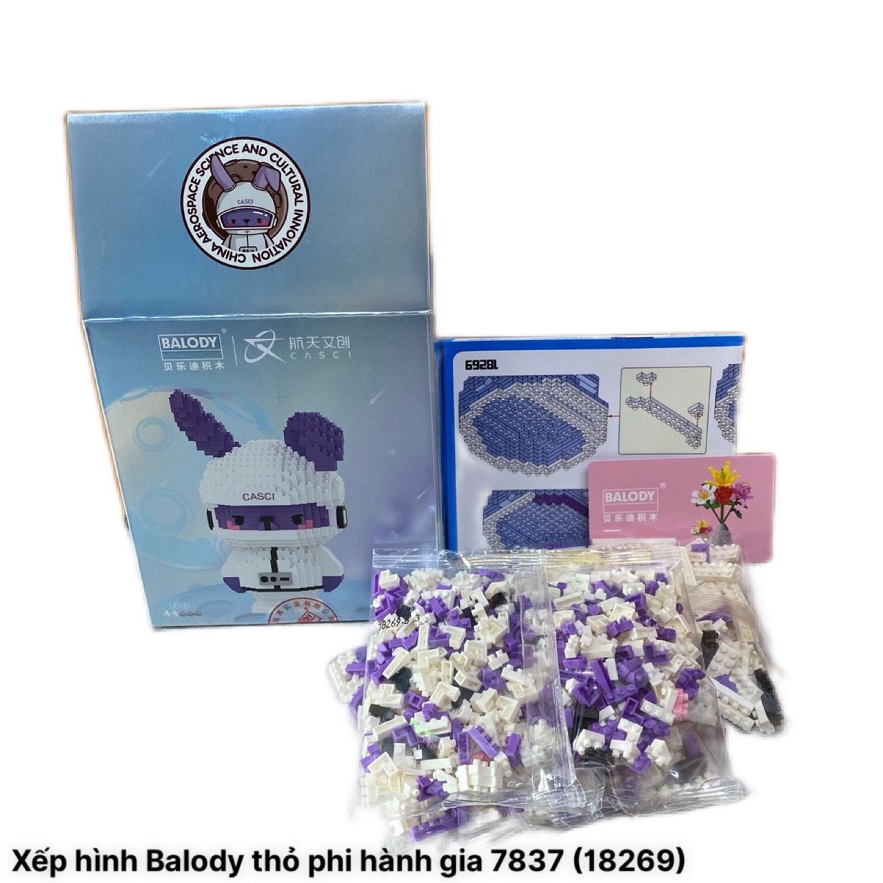  Đồ chơi lắp ghép: Xếp hình Balody - Chú Thỏ Phi Hành Gia (940 miếng ghép) - 7837 