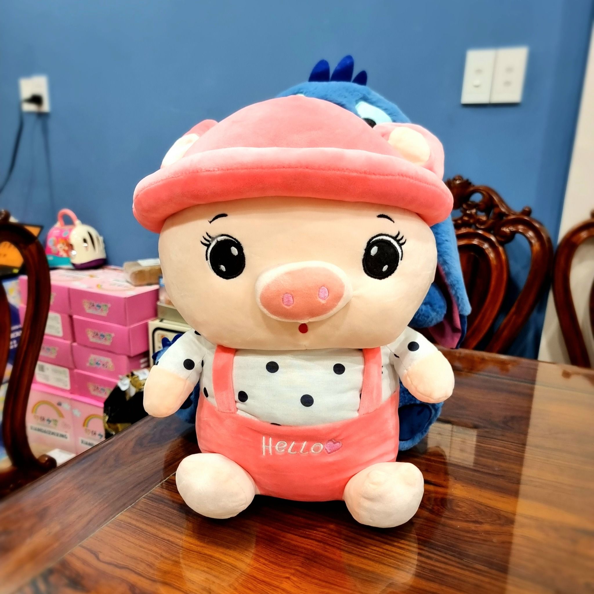  Gấu bông: Heo đội nón hồng dễ thương (nhiều kích thước) 
