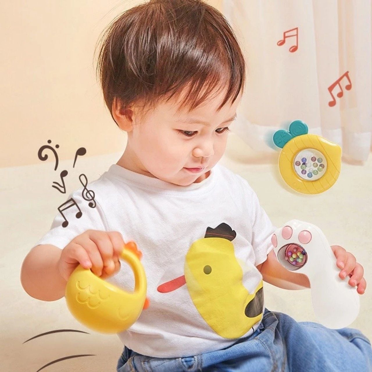  Đồ chơi trẻ em : Bộ vali kéo 10 phụ kiện xúc xắc gặm nướu vali kéo ngộ nghĩnh, phù hợp cho bé trên 3 tháng tuổi No. 6661-3 