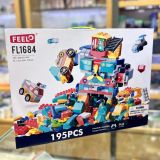  Đồ chơi lắp ráp FEELO : bộ xếp khối robot biến hình siêu xe đua, 195pcs, No. FL1684 