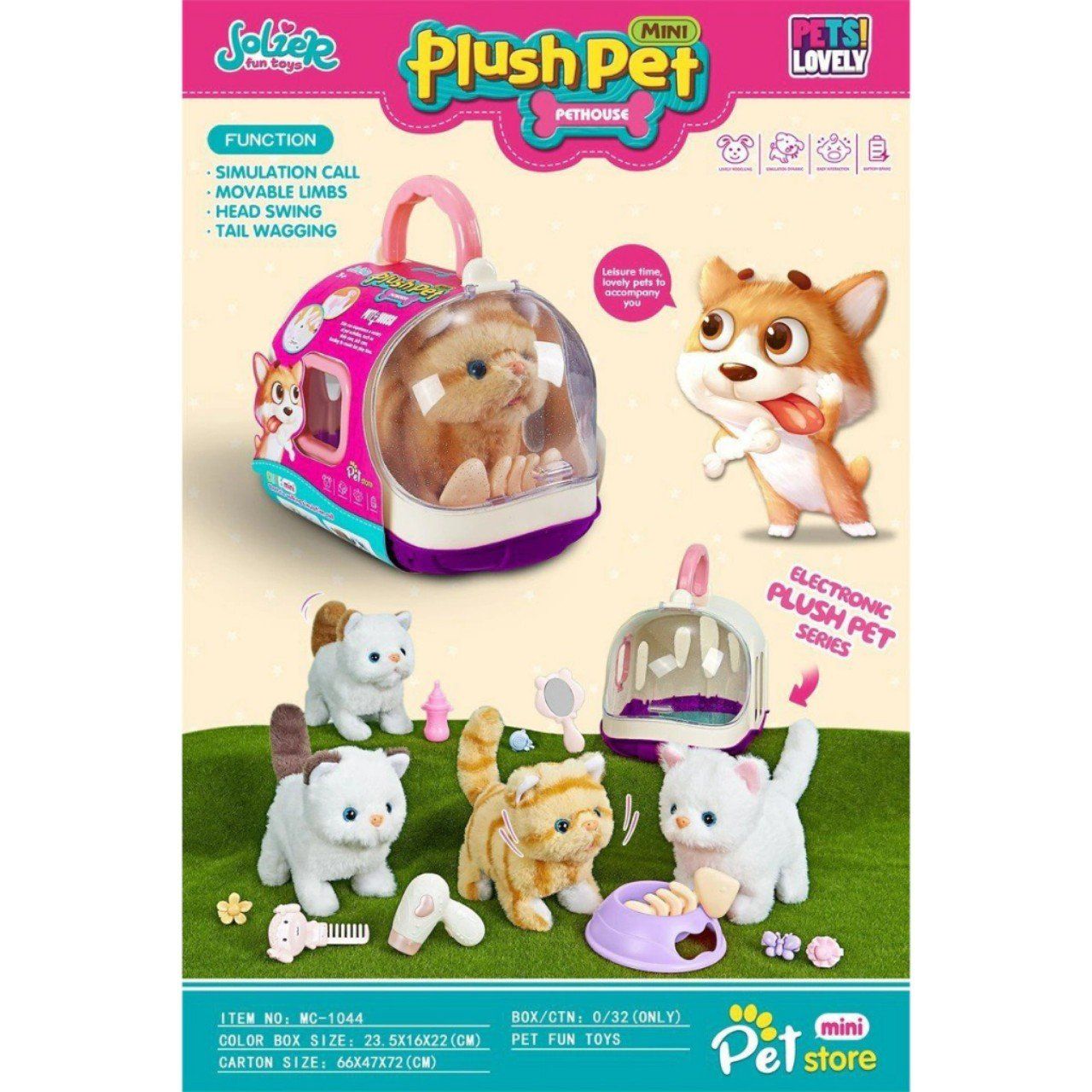  SOLIER FUN TOYS: Đồ chơi Chăm sóc Thú cưng Plus Pet Pethouse, 3ages+, model MC-104x 