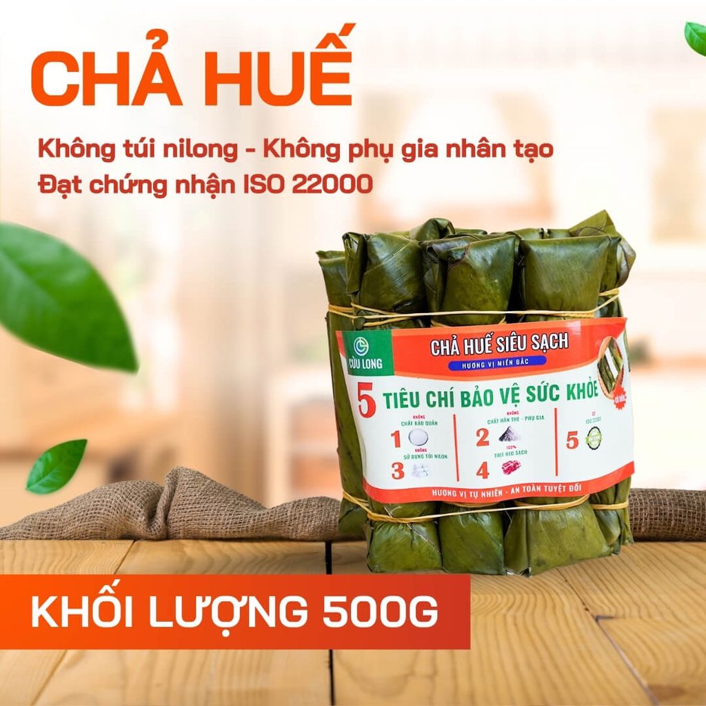 Combo Giò Chả Sạch – 0.5kg Chả Lụa + 0.5kg Chả Chiên + 0.5kg Chả Huế, Giao Nóng Trong Ngày