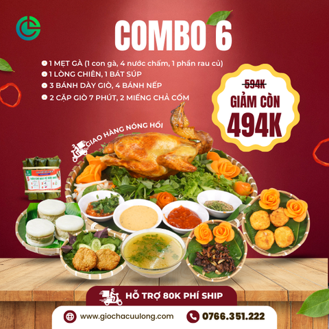 Combo 6 Gà Ta Nướng Rượu Cách Thủy Cửu Long – Thịt Mềm Ngọt, Giao Nóng, Kèm Nhiều Món Kèm