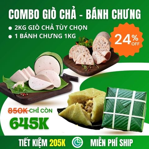 Combo Giò Chả Sạch 2kg + Bánh Chưng 1kg – Giao Nóng Mỗi Ngày