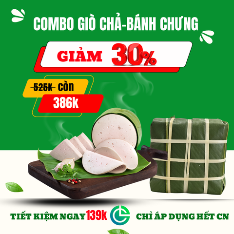 Combo Bánh Chưng + Giò Chả 1kg – Giao Nóng Trong Ngày, Tiết Kiệm 30%