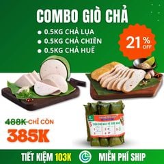 Combo Giò Chả Sạch – 0.5kg Chả Lụa + 0.5kg Chả Chiên + 0.5kg Chả Huế, Giao Nóng Trong Ngày