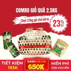 Combo Giỏ Quà 2.5kg Giò Chả Sạch – Gói Quà Đậm Đà Truyền Thống