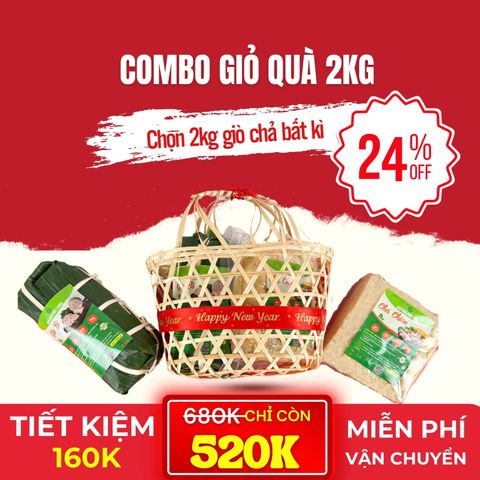 Combo Giỏ Quà 2kg Giò Chả Sạch – Món Quà Sạch, Sang, Chuẩn Vị Truyền Thống