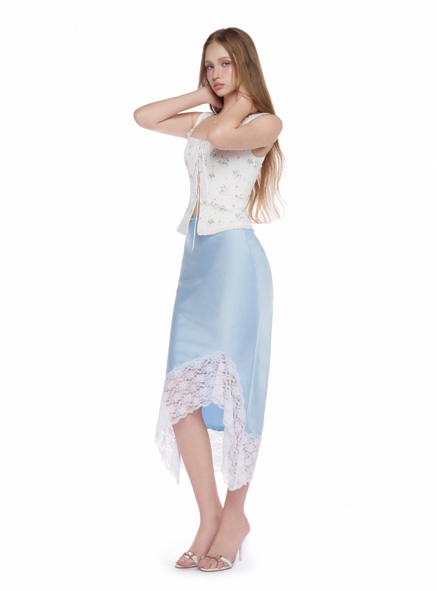 Baby blue lace skirt uk sales