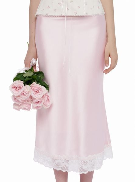  Baby Blush Lace silky skirt 
