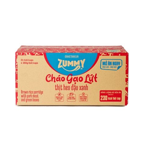  Cháo Tiện Lợi Zummy - Thịt Heo Đậu Xanh (Thùng 24 bát) 
