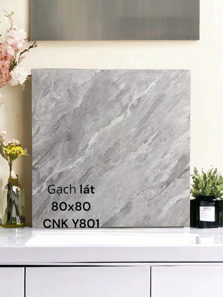 GẠCH LÁT 80X80 CNK Y801 ÁNH KIM BẠC,NHẬP KHẨU