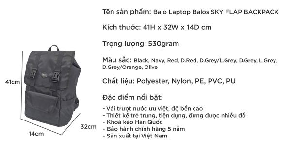 OEM ODM - Laptop Backpack Balos SKY FLAP Black - backpack factory Vietnam - UMO TC5901019