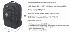 OEM ODM - UMO FOCUS Black Backpack – Premium Laptop Backpack - laptop bag factory Vietnam - UMO BP590102