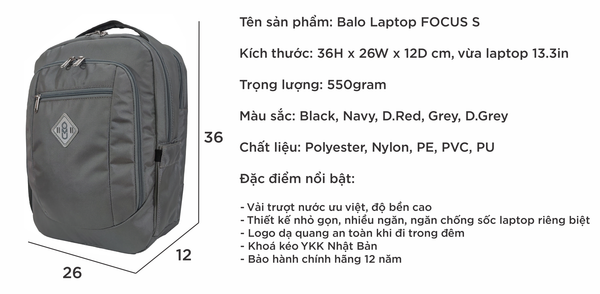 OEM ODM - UMO FOCUS Grey Backpack – Premium Laptop Backpack - custom logo backpack factory - UMO BP590105