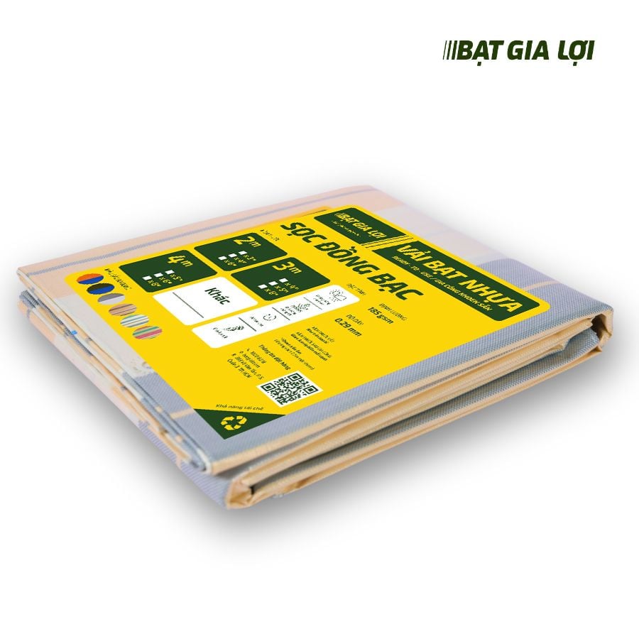  [Bạt Che] Bạt Che Nắng, Bạt Che Mưa PE Sọc Đồng Bạc 185gr/m2 