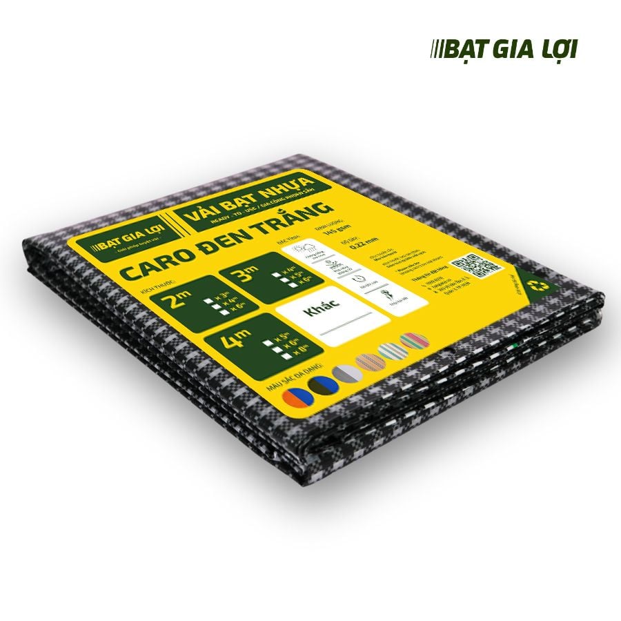  [Bạt Che] Bạt Che Nắng, Bạt Che Mưa PE Sọc Caro Đen Trắng 145gr/m2 