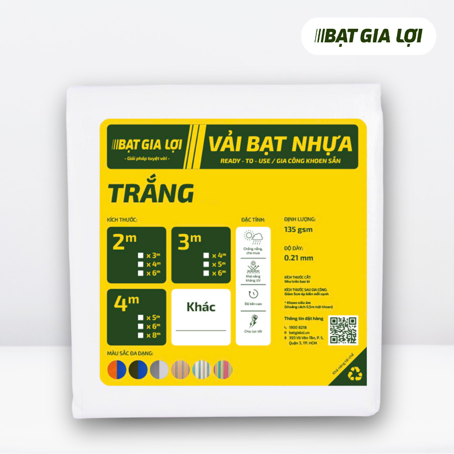  [Bạt Che] Bạt Che Nắng, Bạt Che Mưa PE Trắng 165gr/m2 