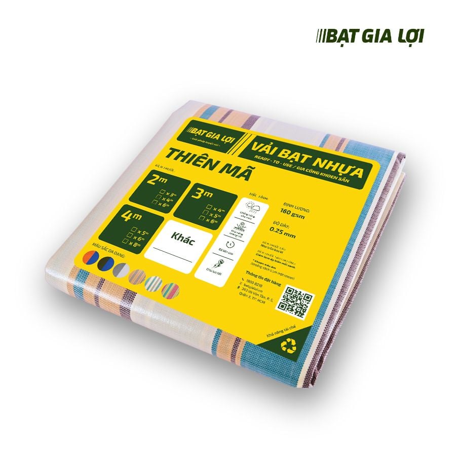  [Bạt Che] Bạt Che Nắng, Bạt Che Mưa PE Thiên Mã 160gr/m2 2x3 
