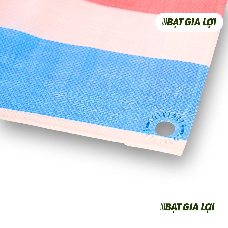  [Bạt Che] Bạt Che Nắng, Bạt Che Mưa PE Sọc Xanh Trắng Đỏ 165gr/m2 