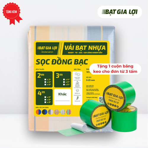  [Bạt Che] Bạt Che Nắng, Bạt Che Mưa PE Sọc Đồng Bạc 185gr/m2 