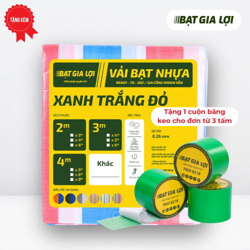  [Bạt Che] Bạt Che Nắng, Bạt Che Mưa PE Sọc Xanh Trắng Đỏ 165gr/m2 