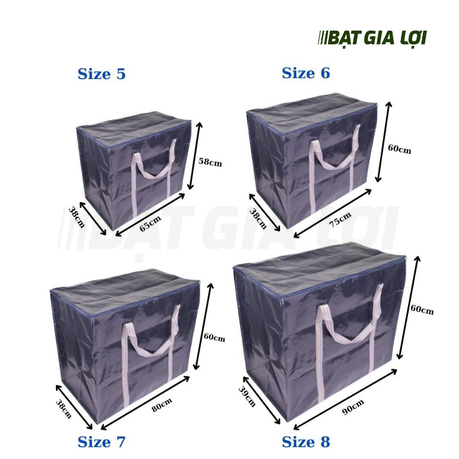  [Siêu Dày] Túi Bạt Nắp Vuông Đựng Đồ, Chống Nước Cỡ Đại - Xanh Tím 