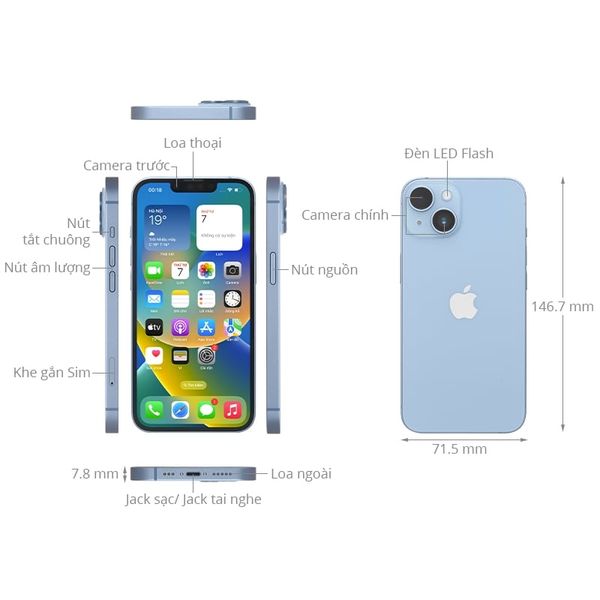 Điện thoại di động Apple iPhone 14 (512GB) - Chính hãng VN