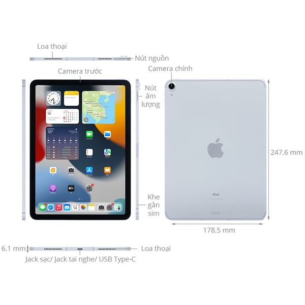 iPad Air 4 2020 WiFi Cellular5G thông số chi tiết