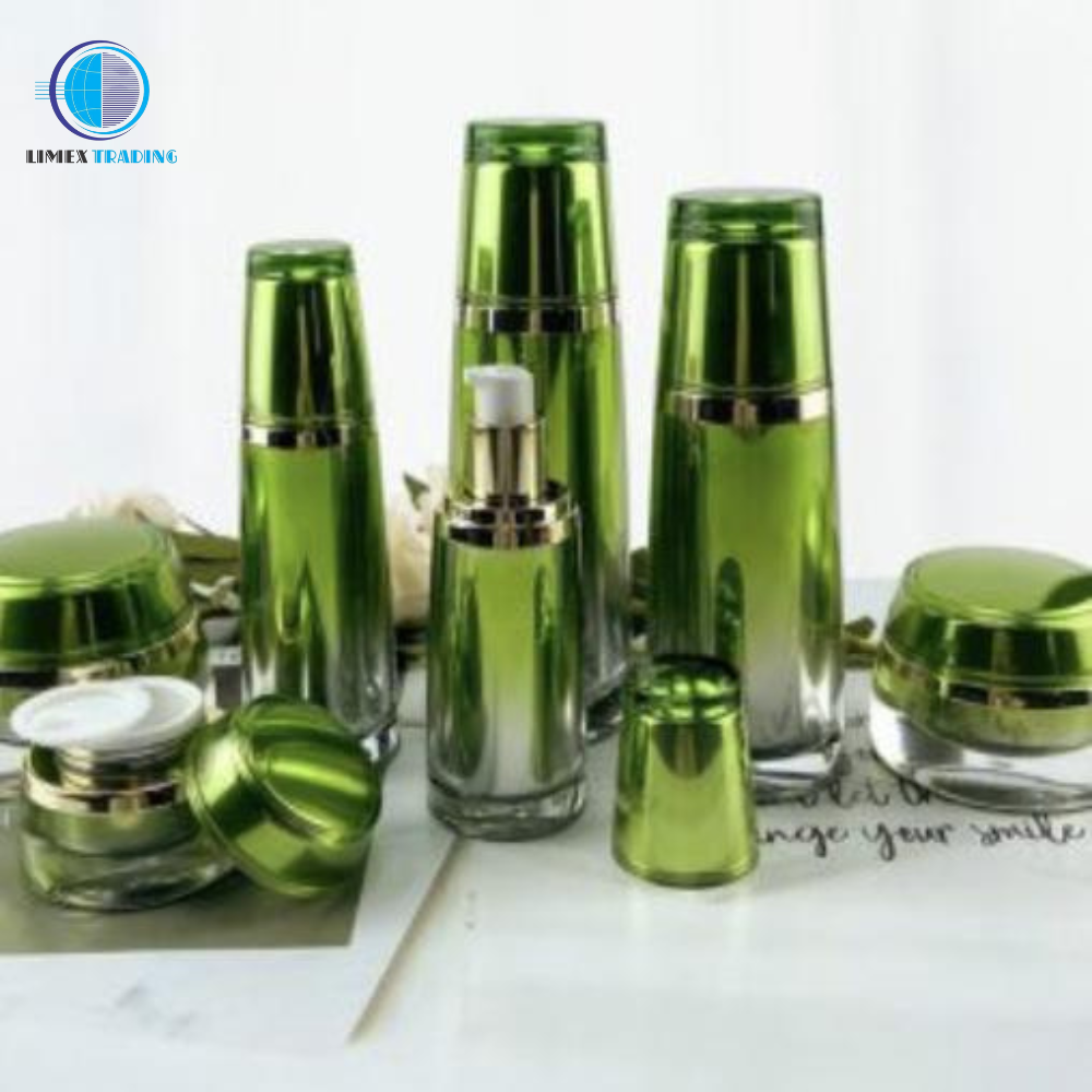  Bộ chai - lọ - hủ mỹ phẩm chất liệu nhựa màu xanh lục cao cấp 
