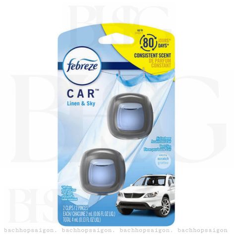 Tinh dầu Thơm xe Febreze Car Linen & Sky 2x2ml