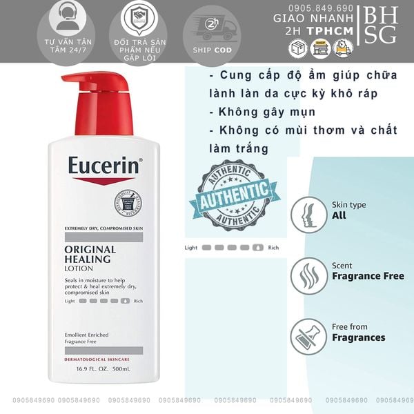 Kem dưỡng body chuyên sâu dành cho da khô Eucerin original healing lotion 500ml