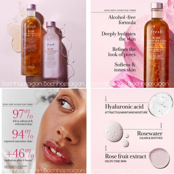 Nước hoa hồng cân bằng da, dưỡng ẩm Rose Toner fresh 100ml