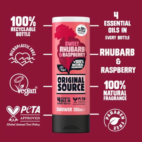 Sữa Tắm Original Source Sweet Rhubarb & Raspberry Body wash hương Đại hoàng và Mâm xôi 250ml
